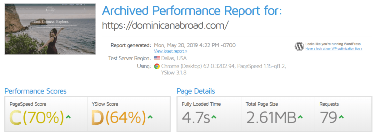 before speed optimisation